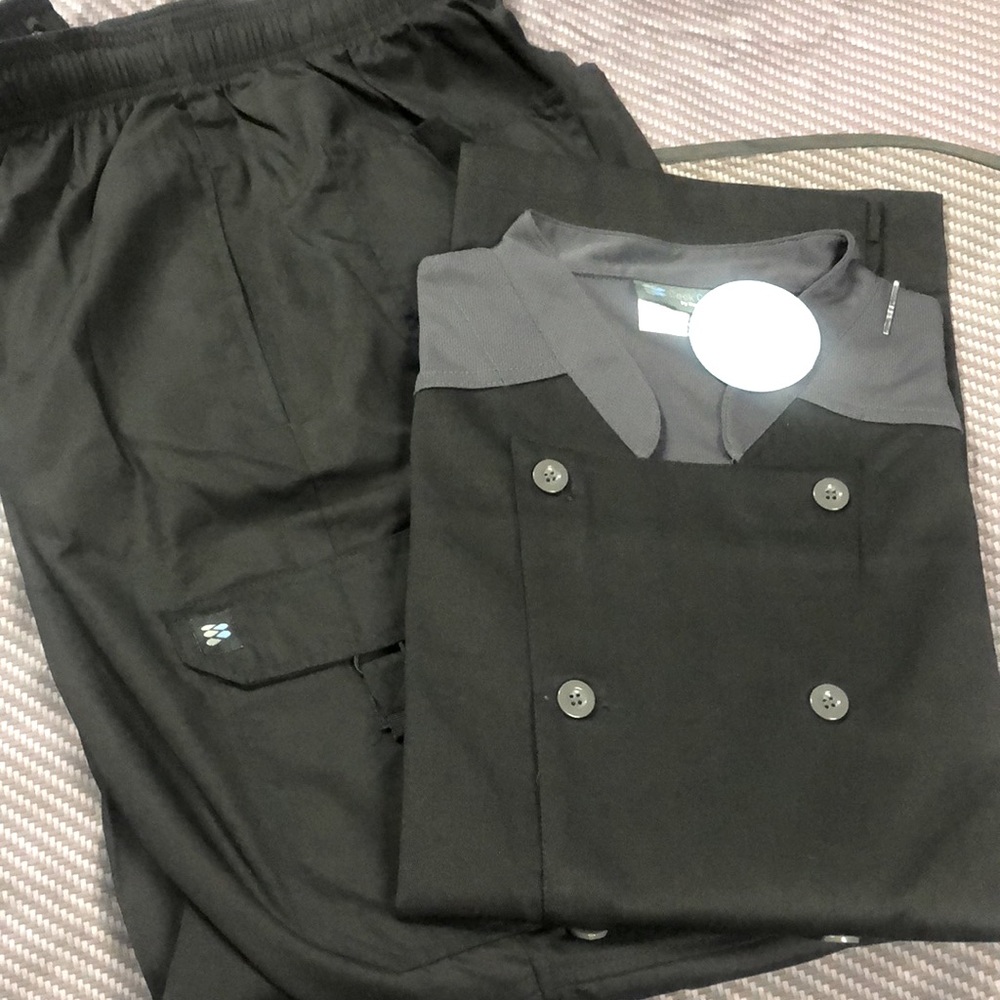 Happy Chef Cook Cool chef coat and cargo pants. New in plastic